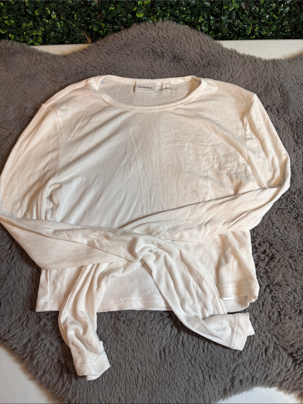 Sunday Best Long Sleeve Top in Cream White Size Small